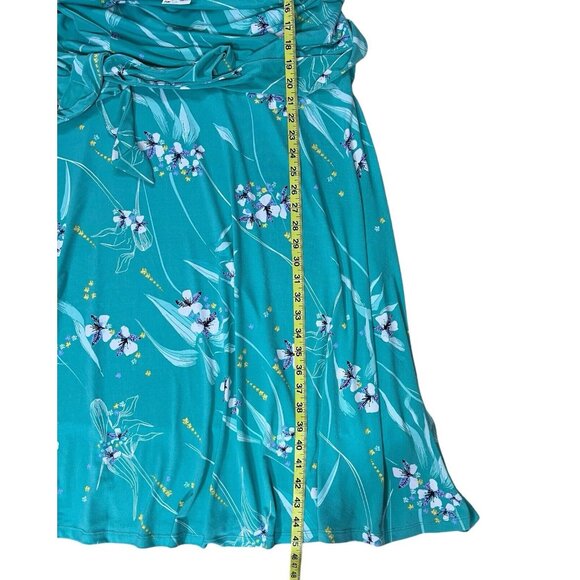 NWT charter club Women sleeveless dress midi XL stretch flower turquoise - Picture 7 of 8